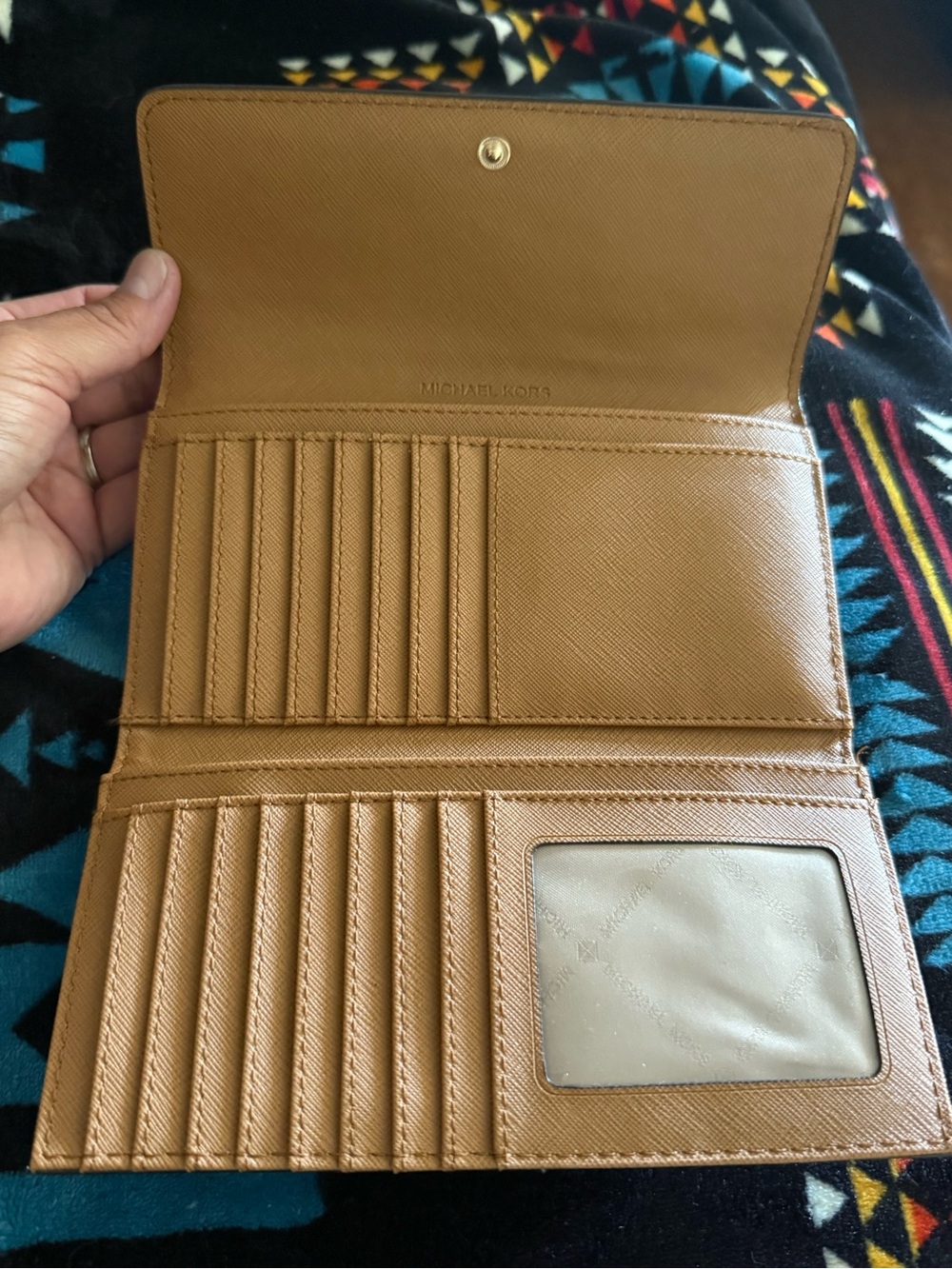Michael Kors Metallic Logo Continental Wallet - Gold and Beige - Picture 3 of 3